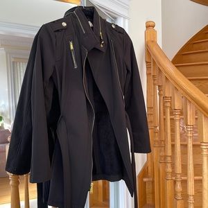 Michael Kors black trench belted rain coat fleece lined - Like New